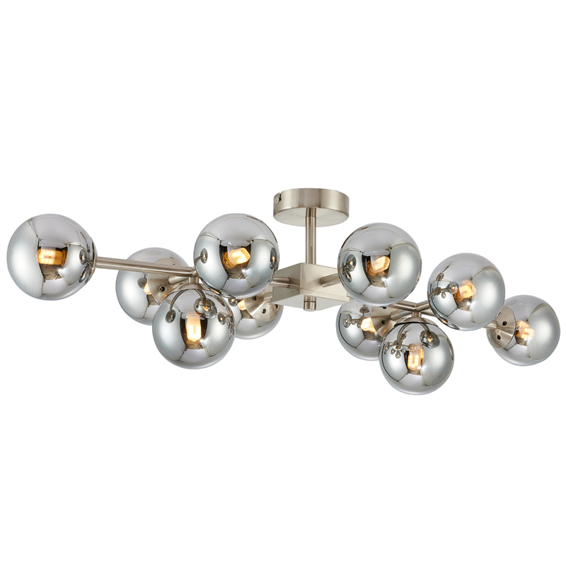 Люстра Berries Chandelier smok 10 Стекло Смок Никель Люстра Berries Chandelier smok 10 Стекло Смок Никель в Барнауле | Loft Concept