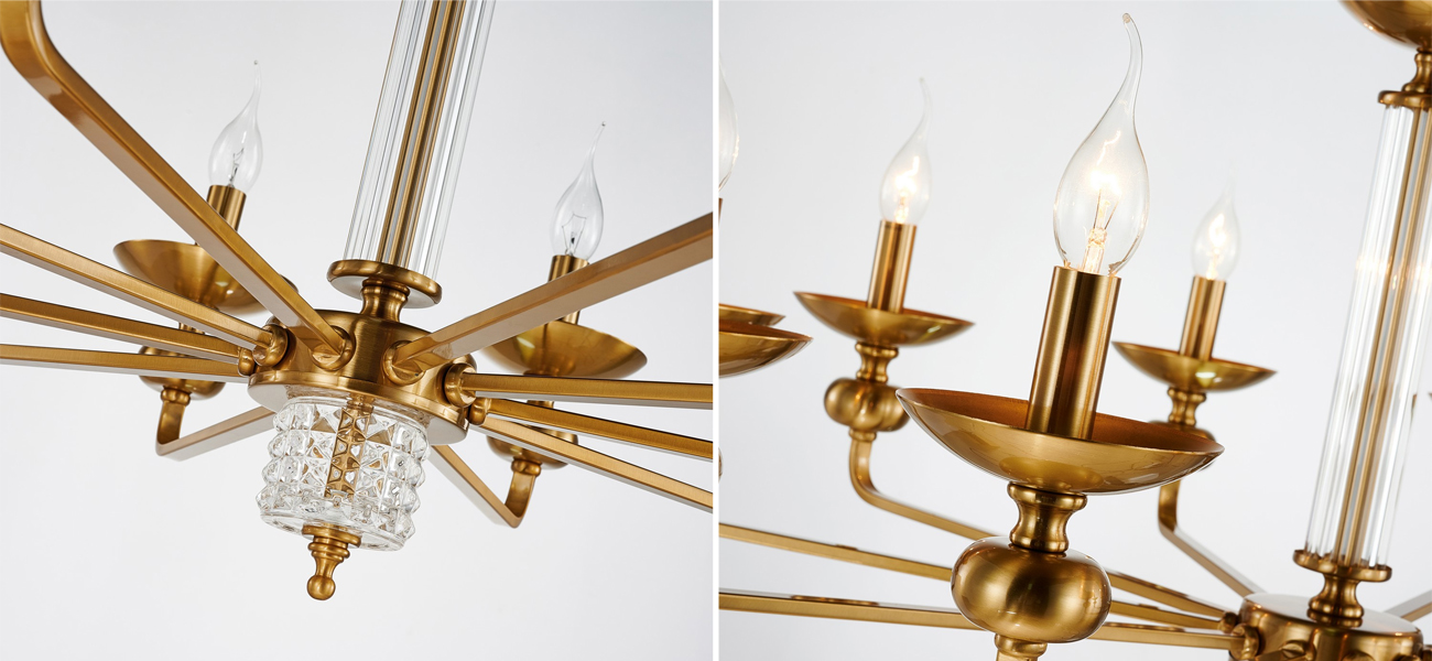 Люстра бронзового цвета со стеклянным декором Candelabrum D91 см - фото №1