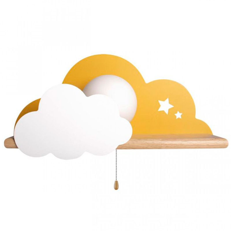 Бра с полкой желтое Облако Wall Lamp Yellow Cloud Желтый Древесина Бра с полкой желтое Облако Wall Lamp Yellow Cloud Желтый Древесина в Барнауле | Loft Concept