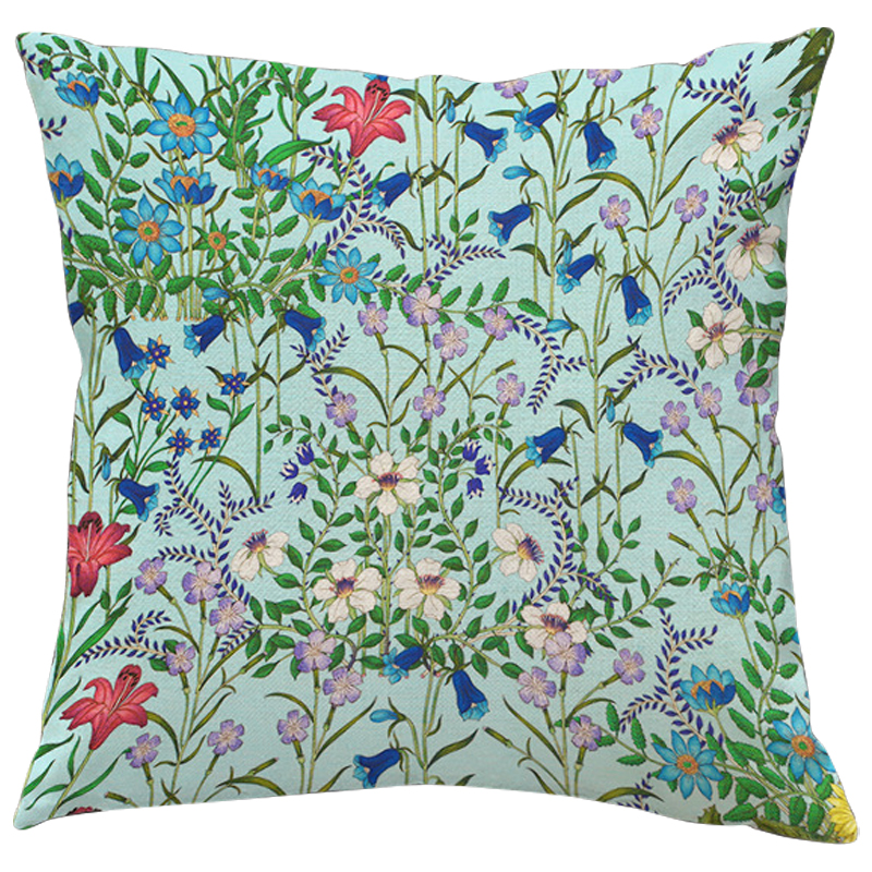 Декоративная подушка Стиль Gucci Wildflowers Blue Светло-голубой Мульти Декоративная подушка Стиль Gucci Wildflowers Blue Светло-голубой Мульти в Барнауле | Loft Concept