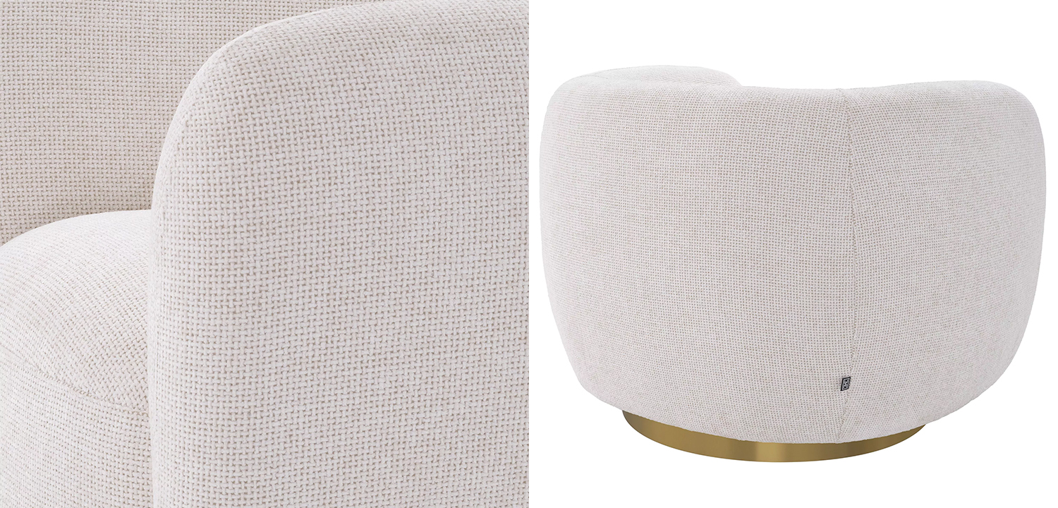 Кресло Eichholtz Swivel Chair Roxy Молочный Латунь - фото №1