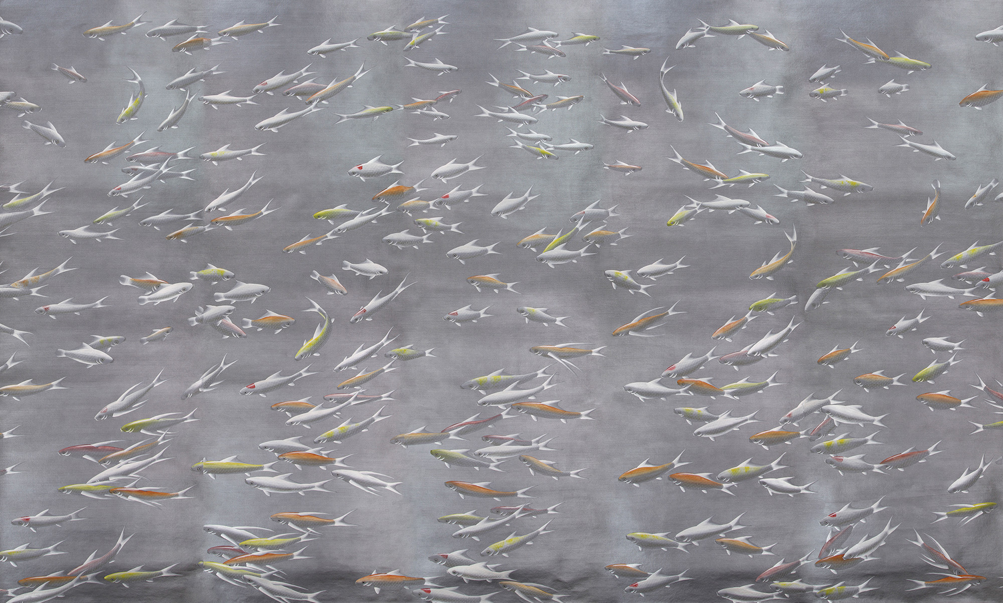 Обои ручная роспись Fishes Koi on Flash metallic Xuan paper Обои ручная роспись Fishes Koi on Flash metallic Xuan paper - постер Loft-Concept в Барнауле