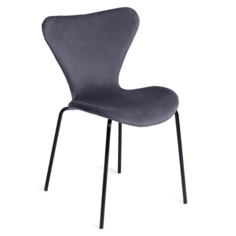Стул Julissa Grey-Blue Chair флок Серо-голубой Черный Стул Julissa Grey-Blue Chair флок Серо-голубой Черный в Барнауле | Loft Concept