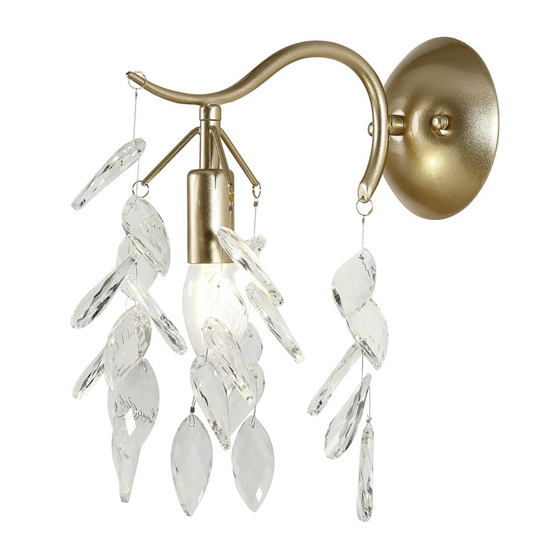 Бра Hanging Crystal Leaves Wall Lamp матовое золото Прозрачный (Transparent) Бра Hanging Crystal Leaves Wall Lamp матовое золото Прозрачный (Transparent) в Барнауле | Loft Concept
