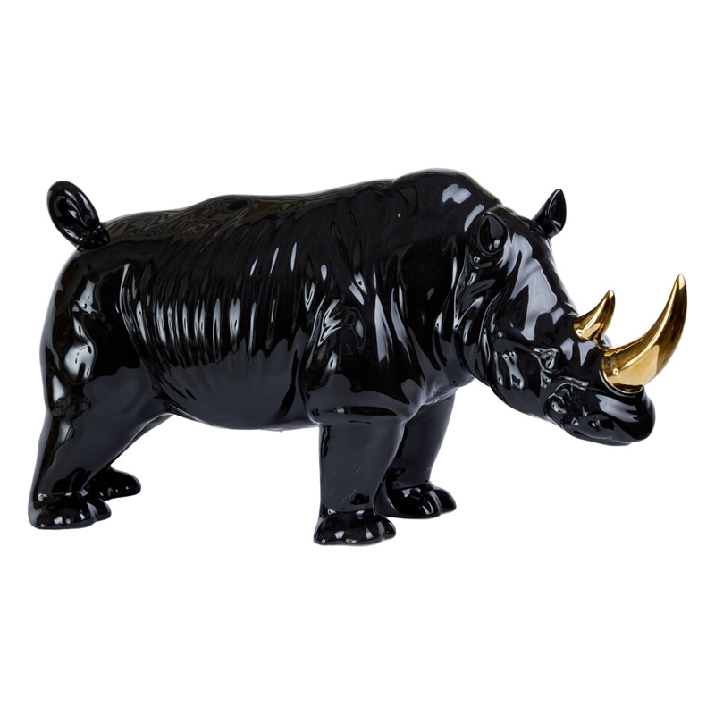 Статуэтка черный носорог с золотыми рогами Golden Horned Black Rhino Черный Золотой Статуэтка черный носорог с золотыми рогами Golden Horned Black Rhino Черный Золотой в Барнауле | Loft Concept