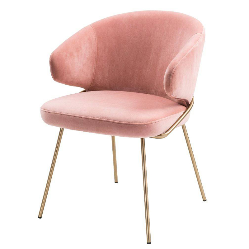 Стул Eichholtz Dining Chair Kinley nude Розовый пастельный Латунь в Барнауле | Loft Concept 