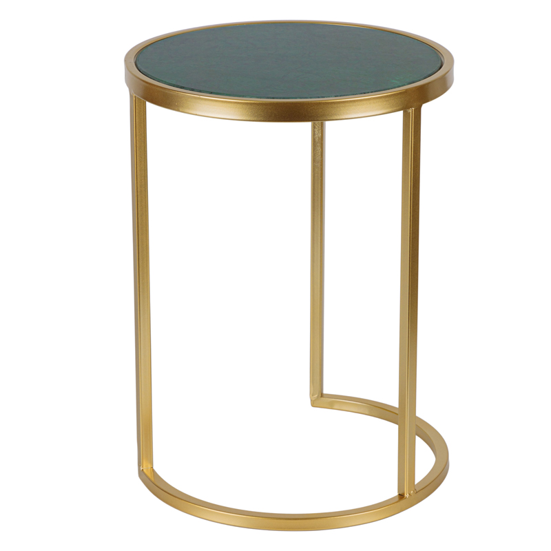 Приставной стол Round Table Marble gold зеленый мрамор Золотой Зеленый в Барнауле | Loft Concept 