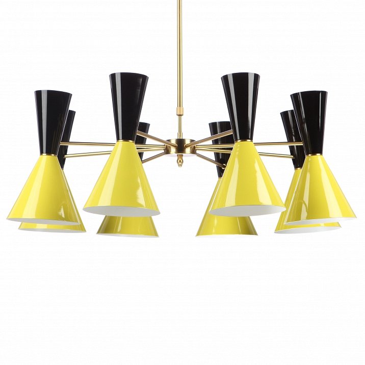 Люстра CAIRO Chandelier 8 Armblack black and yellow Черный Желтый Латунь Люстра CAIRO Chandelier 8 Armblack black and yellow Черный Желтый Латунь в Барнауле | Loft Concept