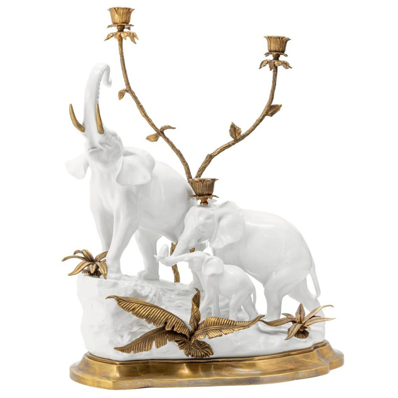 Подсвечник Abhika Candleholder Atlanta Elephants Белый Золотой Подсвечник Abhika Candleholder Atlanta Elephants Белый Золотой в Барнауле | Loft Concept