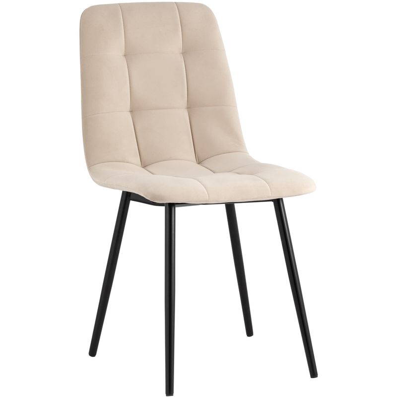 Стул NANCY S-2 Chair Бежевый Велюр Бежевый Черный Стул NANCY S-2 Chair Бежевый Велюр Бежевый Черный в Барнауле | Loft Concept