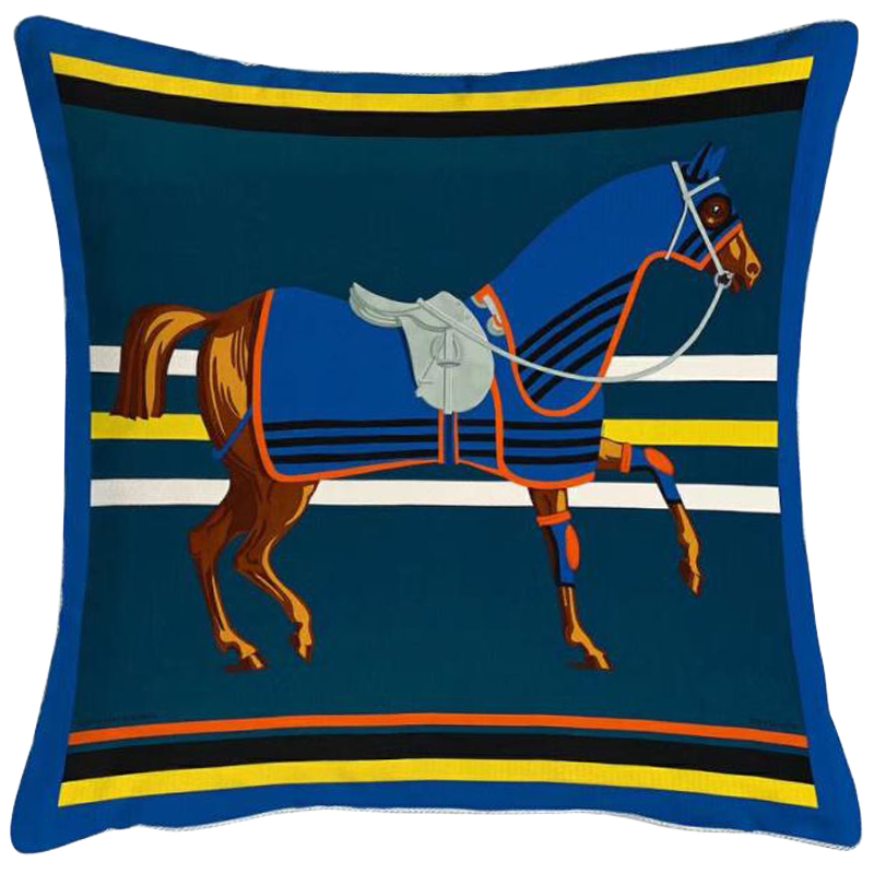Декоративная подушка Hermes Horse 66 Синий Желтый Оранжевый Декоративная подушка Hermes Horse 66 Синий Желтый Оранжевый в Барнауле | Loft Concept