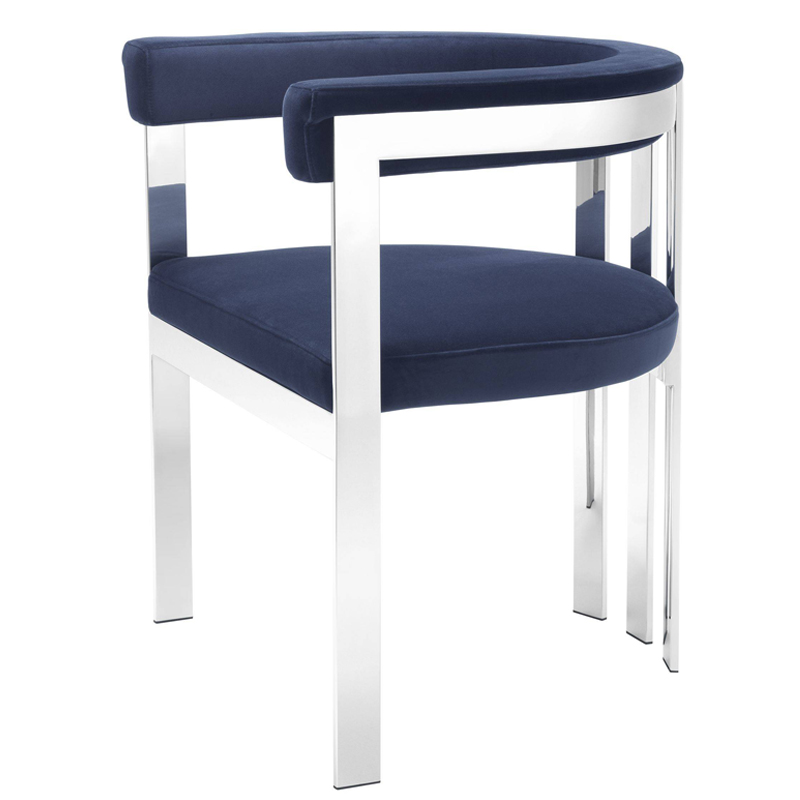 Стул Eichholtz Dining Chair Clubhouse blue Сапфирово-синий Нержавеющая сталь Стул Eichholtz Dining Chair Clubhouse blue Сапфирово-синий Нержавеющая сталь в Барнауле | Loft Concept