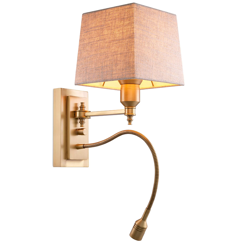 Бра Eichholtz Wall Lamp Ellington Brass Бежево-серый Латунь Бра Eichholtz Wall Lamp Ellington Brass Бежево-серый Латунь в Барнауле | Loft Concept