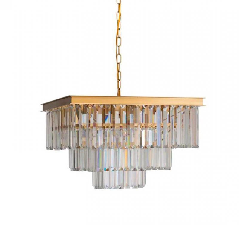 Квадратная Люстра RH 1920s Odeon GOLD iron Three Layers Прозрачное Стекло 50х50 Золотой Прозрачное Стекло Квадратная Люстра RH 1920s Odeon GOLD iron Three Layers Прозрачное Стекло 50х50 Золотой Прозрачное Стекло в Барнауле | Loft Concept