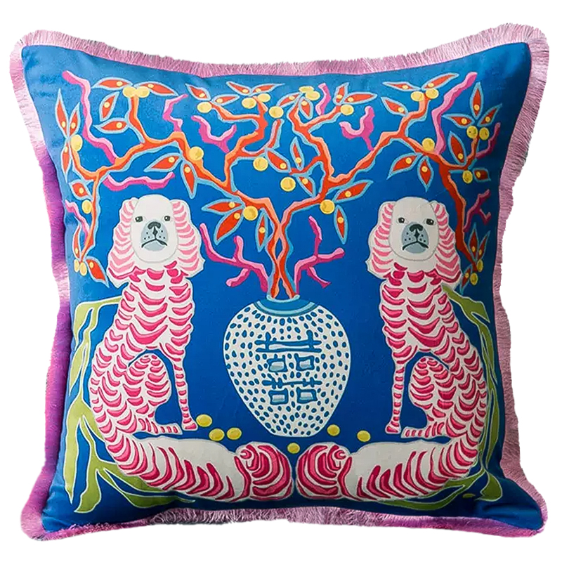 Декоративная подушка Two Dogs Blue Cushion Мульти Синий Декоративная подушка Two Dogs Blue Cushion Мульти Синий в Барнауле | Loft Concept