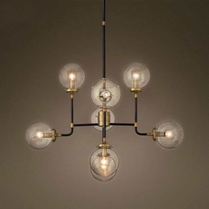 Люстра Bistro Globe Clear Glass Chandelier 8 Черный Люстра Bistro Globe Clear Glass Chandelier 8 Черный в Барнауле | Loft Concept