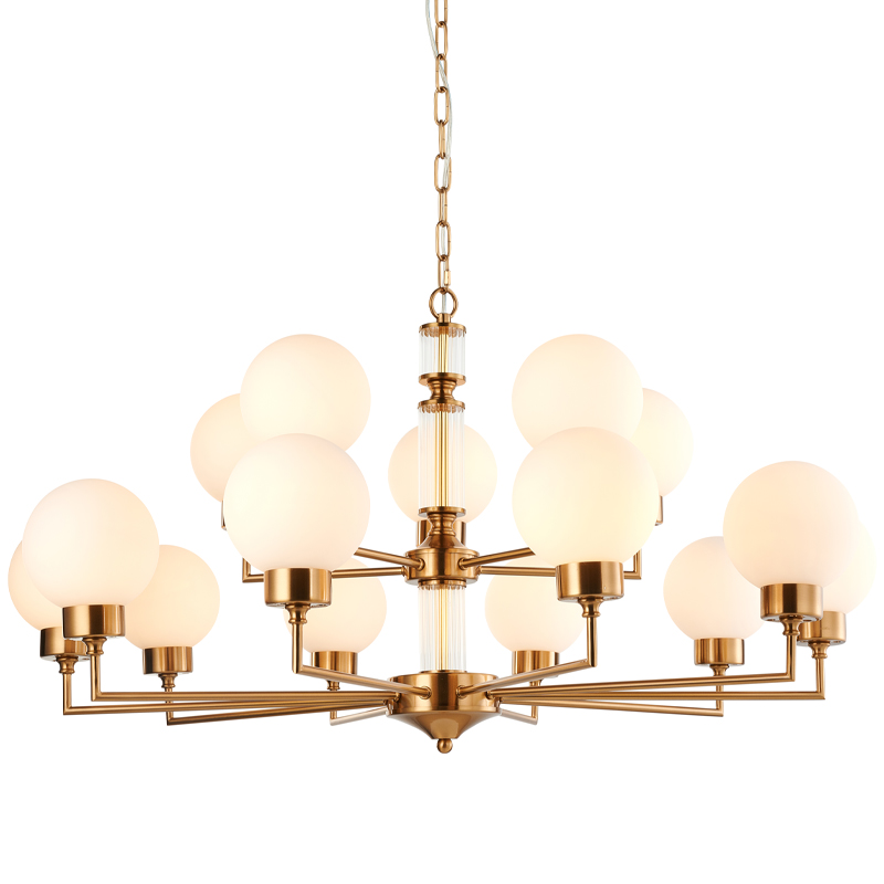 Люстра Zibille Chandelier Brass 93 Латунь Белое матовое стекло Прозрачный Люстра Zibille Chandelier Brass 93 Латунь Белое матовое стекло Прозрачный в Барнауле | Loft Concept
