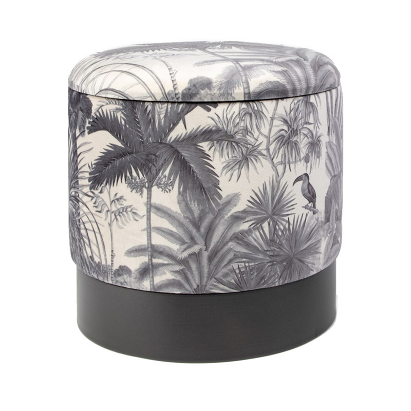 Пуф PUF Jungle Print plants&toucan small Мульти Черный в Барнауле | Loft Concept 