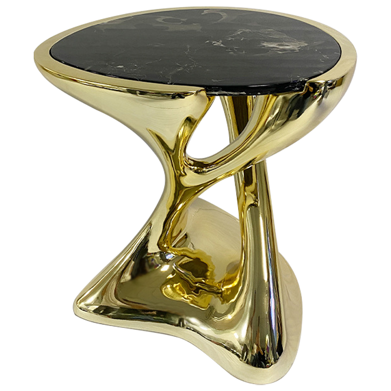Приставной стол Molten Gold Side Table Глянцевое золото Черный Мрамор Nero Приставной стол Molten Gold Side Table Глянцевое золото Черный Мрамор Nero в Барнауле | Loft Concept
