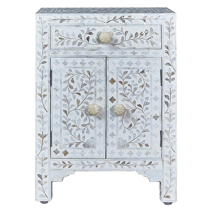 Тумба инкрустация перламутром Inlaid Bone Soft pearl Белый Голубой пастельный Тумба инкрустация перламутром Inlaid Bone Soft pearl Белый Голубой пастельный в Барнауле | Loft Concept