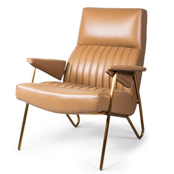 Кресло Solonar light brown leather Коричневый Глянцевое золото Кресло Solonar light brown leather Коричневый Глянцевое золото в Барнауле | Loft Concept