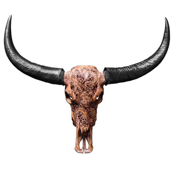 Череп буйвола Buffalo Skull Dragon резьба по кости Коричневый Череп буйвола Buffalo Skull Dragon резьба по кости Коричневый в Барнауле | Loft Concept