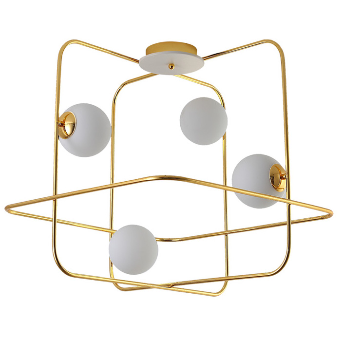 Люстра Broken Squares Balls Brass Белый Латунь Люстра Broken Squares Balls Brass Белый Латунь в Барнауле | Loft Concept