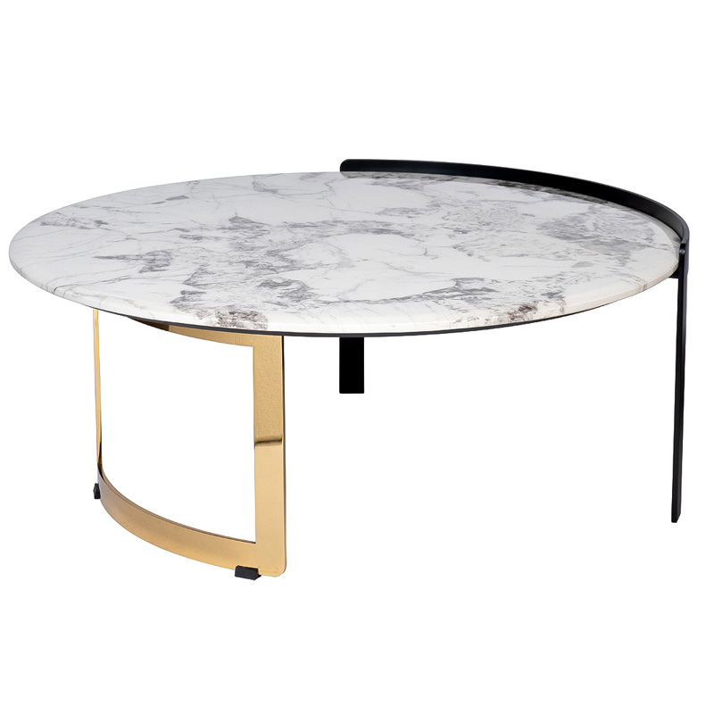 Кофейный стол Rodgeir Coffee Table Черный Глянцевое золото Белый Мрамор Bianco Кофейный стол Rodgeir Coffee Table Черный Глянцевое золото Белый Мрамор Bianco в Барнауле | Loft Concept