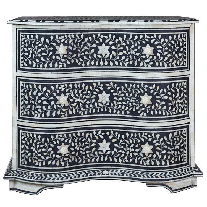Комод Inlaid Bone Stars And Waves Белый Черный в Барнауле | Loft Concept 