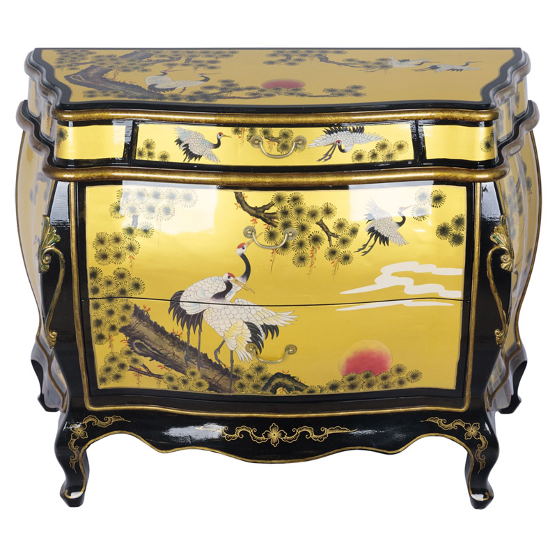 Китайский комод с журавлями Grus chest of drawers Черный Золотой Китайский комод с журавлями Grus chest of drawers Черный Золотой в Барнауле | Loft Concept