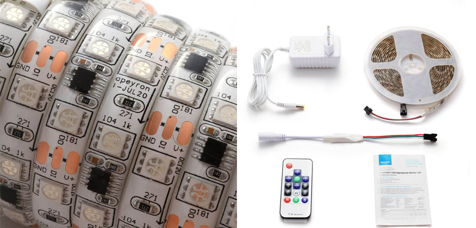 Комплект светодиодной влагозащищенной ленты 14,4W/m 60Led/m 5050SMD разноцветный 5 метров Комплект светодиодной влагозащищенной ленты 14,4W/m 60Led/m 5050SMD разноцветный 5 метров - Loft-Concept в Барнауле
