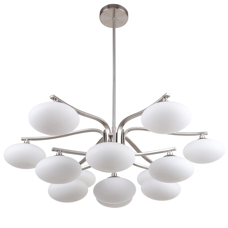 Oval Balls Mushrooms Chandelier 13 Silver Серебряный Прозрачный белый Oval Balls Mushrooms Chandelier 13 Silver Серебряный Прозрачный белый в Барнауле | Loft Concept