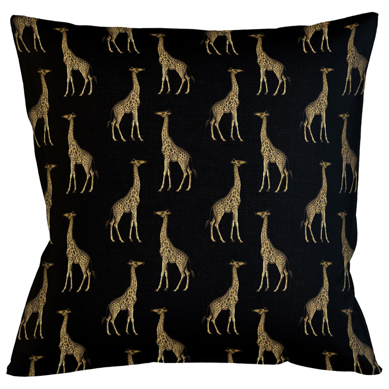 Декоративная подушка с узором из жирафов Home Safari Black Черный Коричневый Декоративная подушка с узором из жирафов Home Safari Black Черный Коричневый в Барнауле | Loft Concept