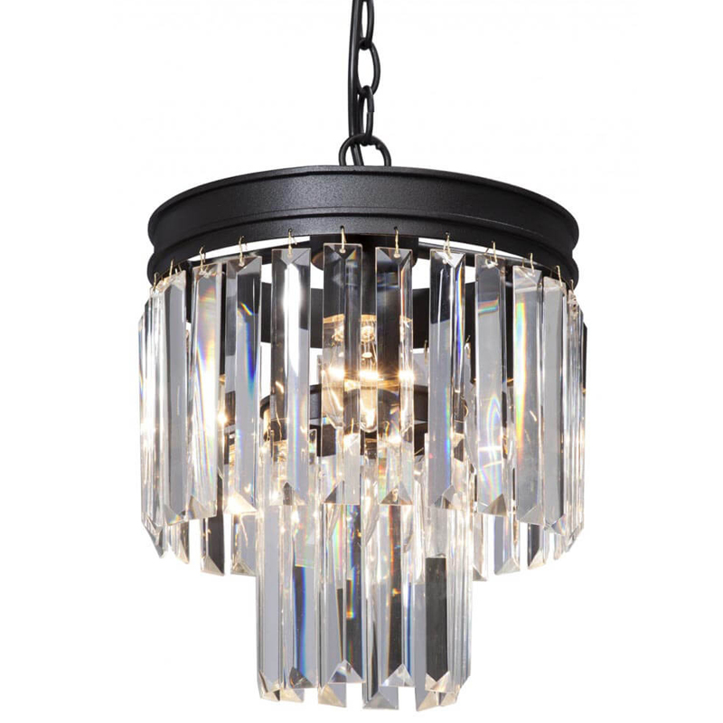 Светильник ODEON CLEAR GLASS Pendant lamp прозрачное Стекло D 27 Черный матовый в Барнауле | Loft Concept 