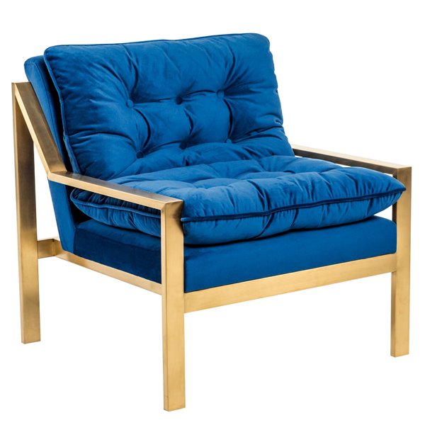 Кресло Accent Velvet Armchair Золотой Синий Кресло Accent Velvet Armchair Золотой Синий в Барнауле | Loft Concept