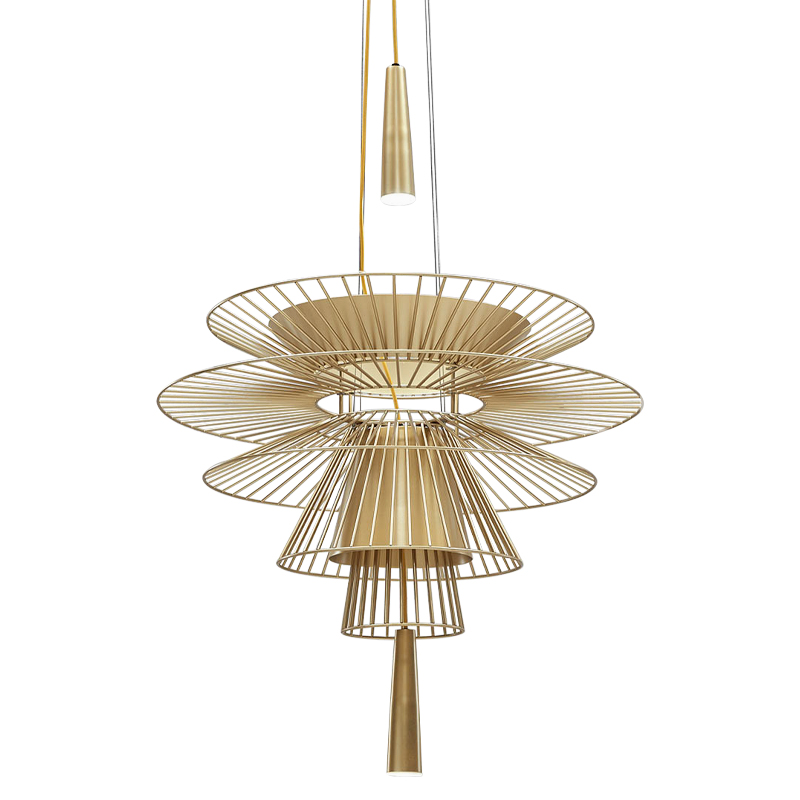 Люстра с металлическим плафоном Shade Metal Chandelier Золотой Люстра с металлическим плафоном Shade Metal Chandelier Золотой в Барнауле | Loft Concept