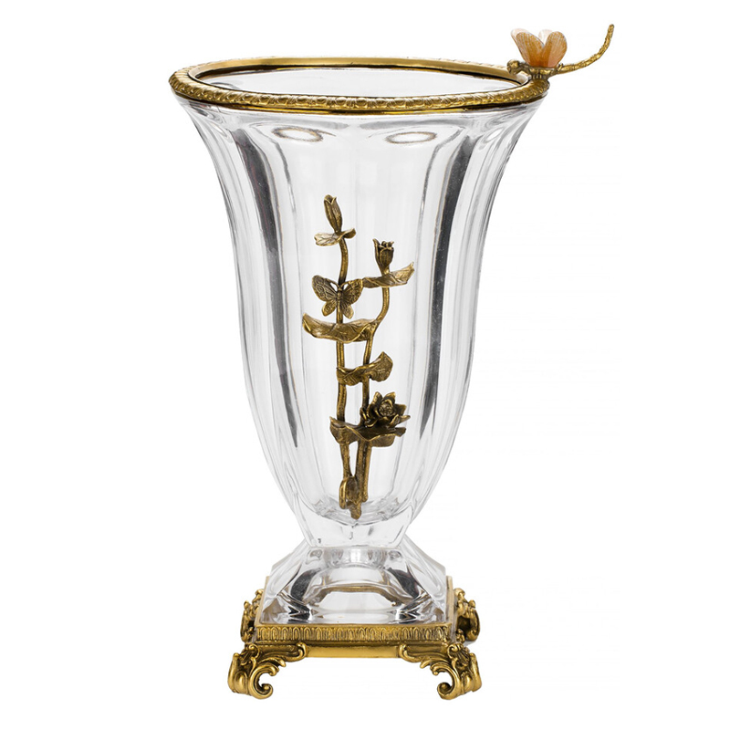 Ваза из прозрачного стекла с бронзовой вставкой в виде цветущей ветви Eden Garden porcelain and bronze Прозрачное Стекло Бронза Ваза из прозрачного стекла с бронзовой вставкой в виде цветущей ветви Eden Garden porcelain and bronze Прозрачное Стекло Бронза в Барнауле | Loft Concept