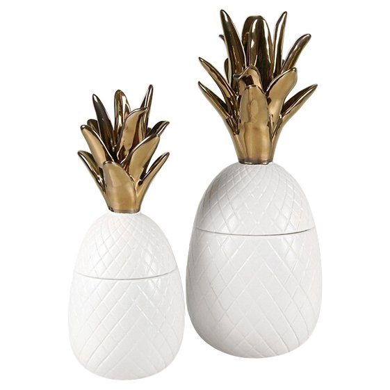 Ваза настольная Pineapple White Белый Золотой Ваза настольная Pineapple White Белый Золотой в Барнауле | Loft Concept