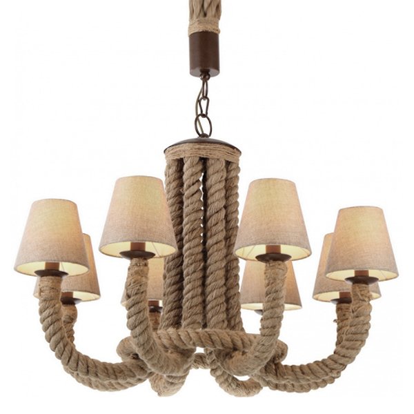 Люстра Rattan Chandelier 8 Loft Rope Light Люстра Rattan Chandelier 8 Loft Rope Light в Барнауле | Loft Concept