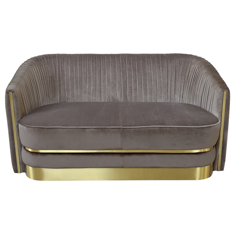 Диван двухместный велюр Bolger sofa Серый Золотой Диван двухместный велюр Bolger sofa Серый Золотой в Барнауле | Loft Concept