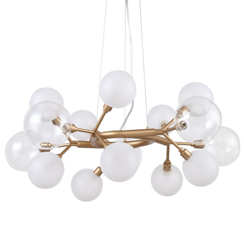 Люстра Berries Chandelier White 68 матовое золото Прозрачный Прозрачный белый Люстра Berries Chandelier White 68 матовое золото Прозрачный Прозрачный белый в Барнауле | Loft Concept