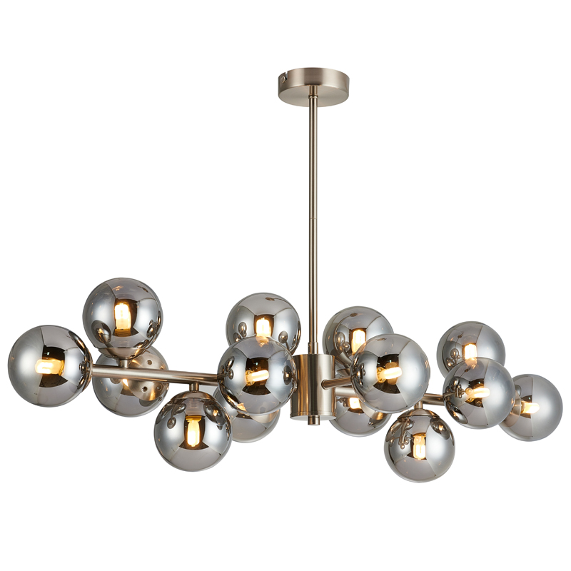 Люстра Berries Chandelier smok 14 Никель Стекло Смок Люстра Berries Chandelier smok 14 Никель Стекло Смок в Барнауле | Loft Concept