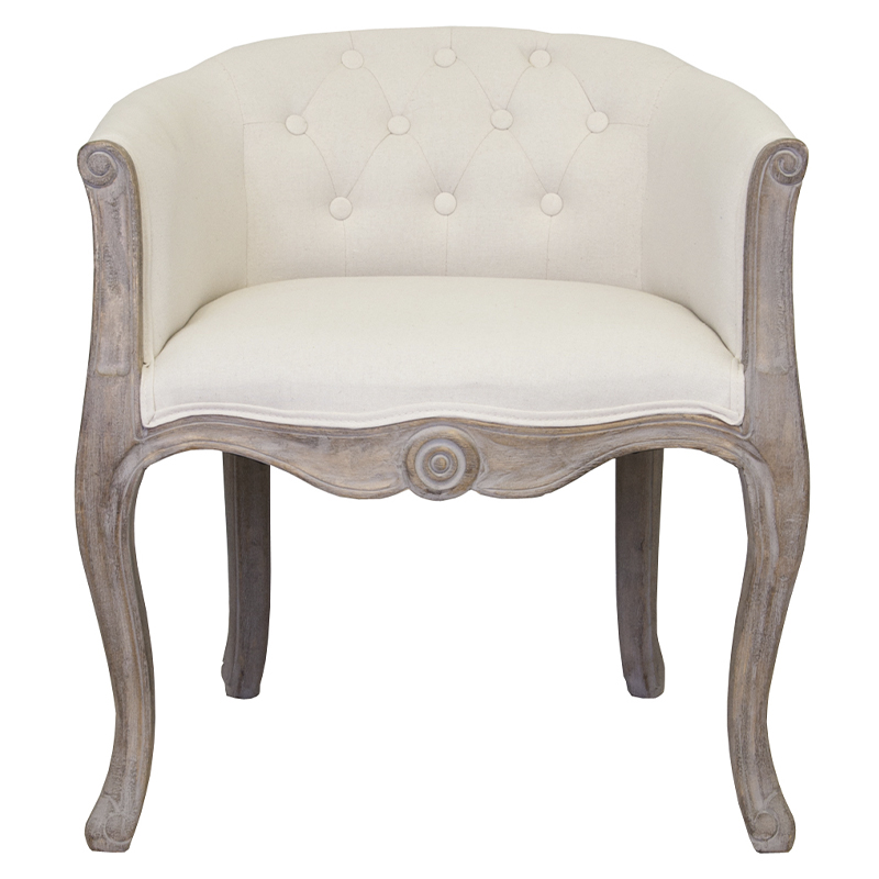 Кресло низкое в стиле прованс Бежевый Лен Louis French Armchair Бежевый Коричневый Кресло низкое в стиле прованс Бежевый Лен Louis French Armchair Бежевый Коричневый в Барнауле | Loft Concept