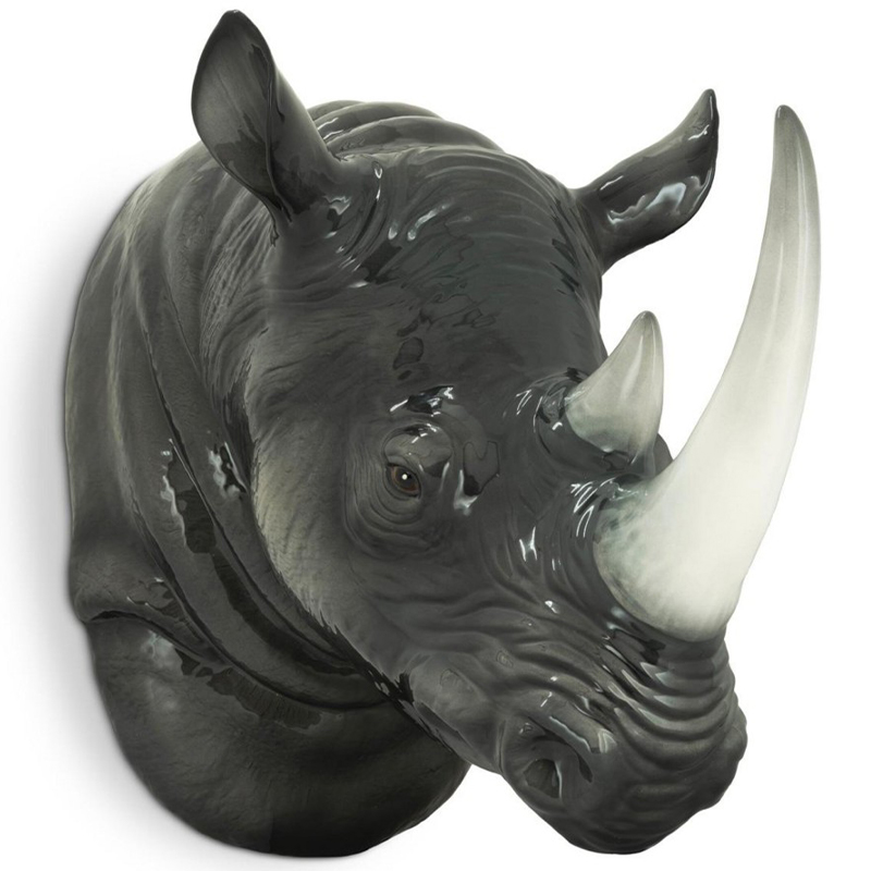 Аксессуар на стену Abhika Rino Head Hanging Серый Белый Аксессуар на стену Abhika Rino Head Hanging Серый Белый в Барнауле | Loft Concept