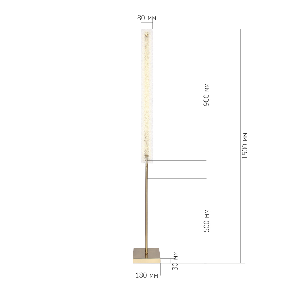 Торшер с прямоугольным плафоном с эффектом морозного стекла Freezing в Барнауле