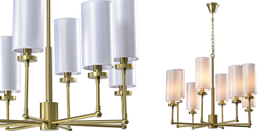 Люстра Fabric Lampshade Brass 8 Люстра Fabric Lampshade Brass 8 - Loft-Concept в Барнауле