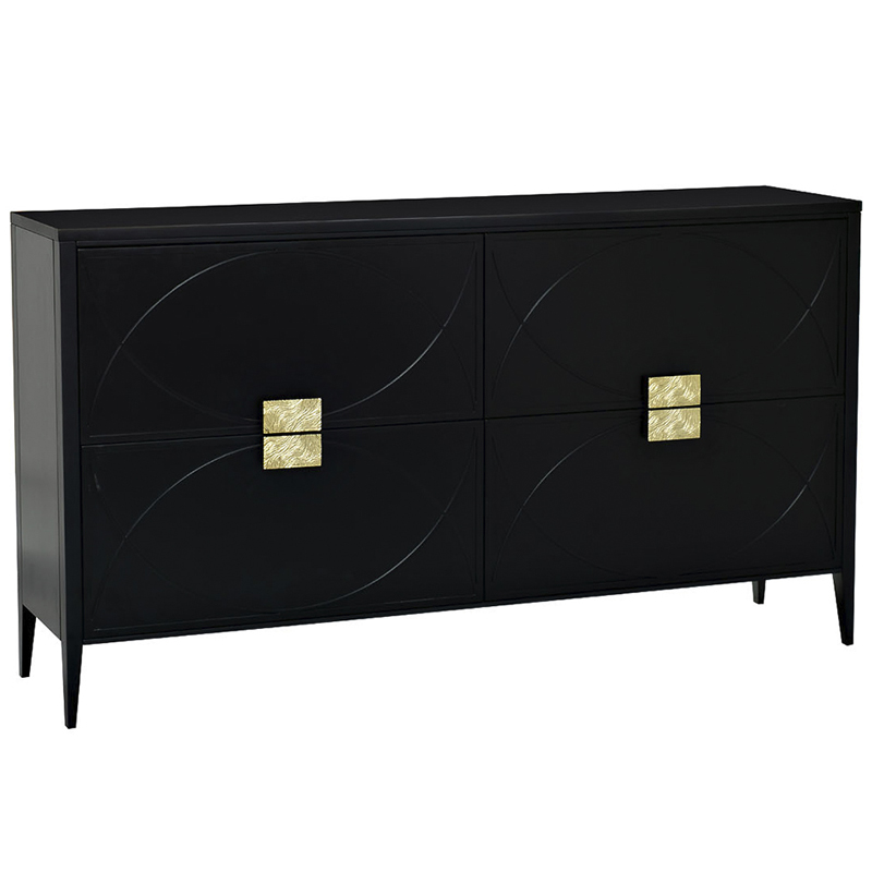 Комод с 4-мя ящиками Amelie Black Chest of Drawers Черный Черный Золотой в Барнауле | Loft Concept 