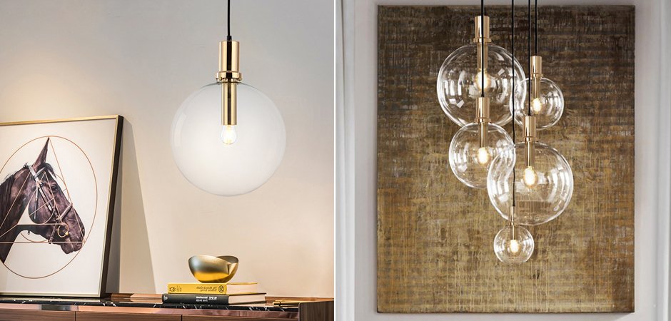 Подвесной светильник Glass Globe Gold Подвесной светильник Glass Globe Gold - Loft-Concept в Барнауле