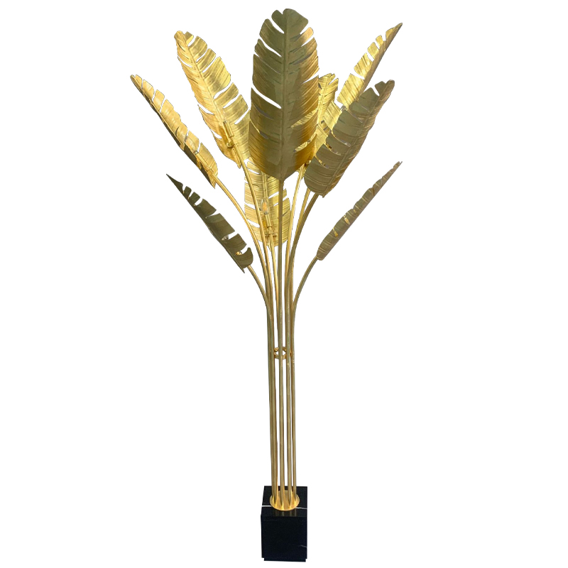 Торшер Gold Palm Leaves Floor Lamp Золотой Черный Торшер Gold Palm Leaves Floor Lamp Золотой Черный в Барнауле | Loft Concept