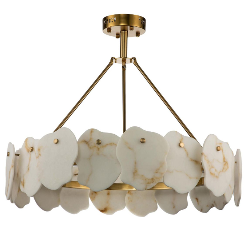 Люстра Мрамор Lucretia Marble Round Chandelier 80 см Латунь Белый Мрамор Bianco Люстра Мрамор Lucretia Marble Round Chandelier 80 см Латунь Белый Мрамор Bianco в Барнауле | Loft Concept